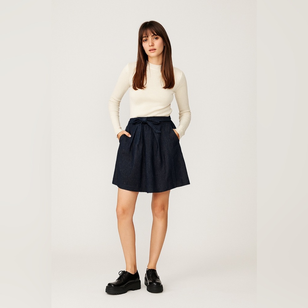Brunello Cuccinelli Blue Denim A-Line Skirt Sz. 12‎